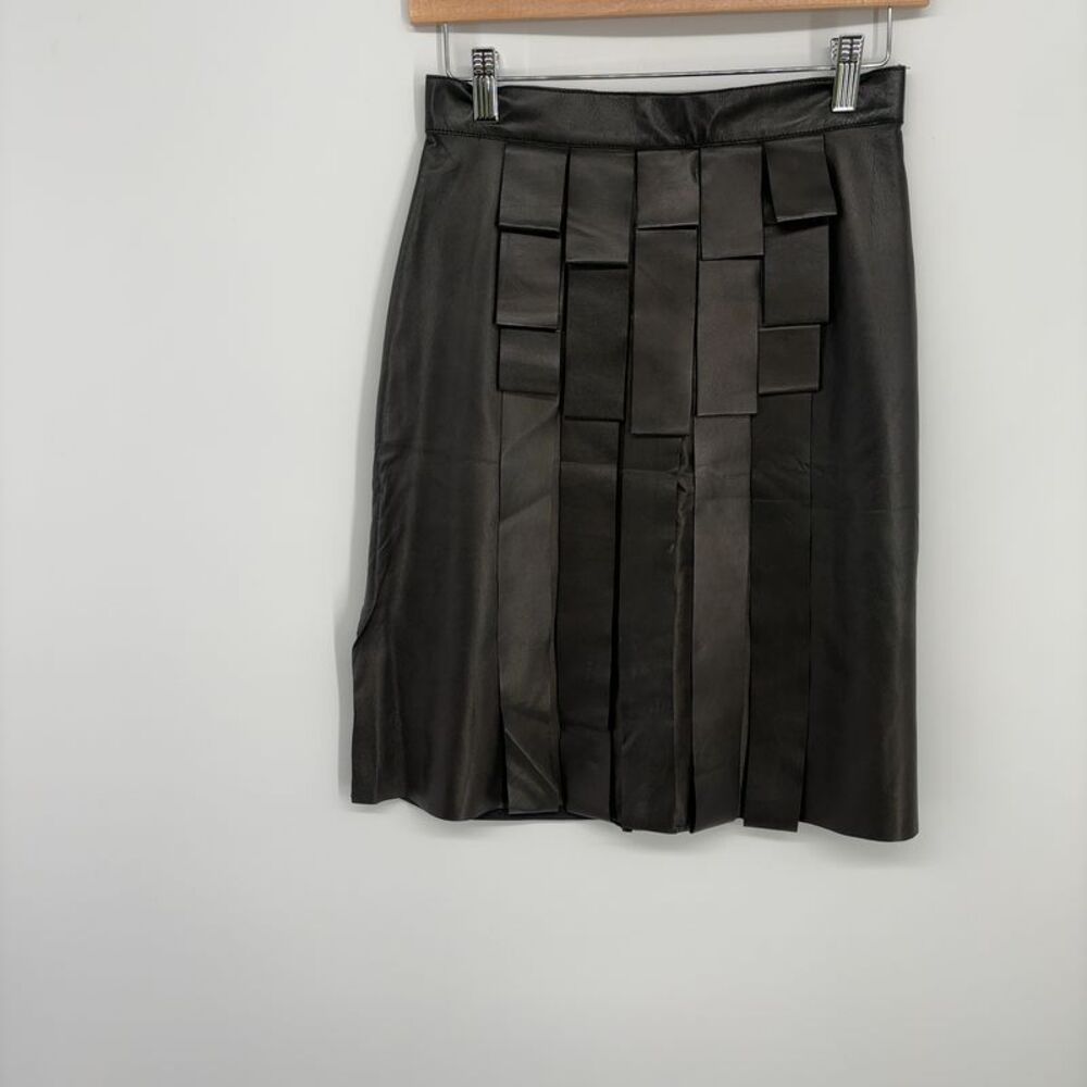 Fendi Soft Leather Knee Skirt